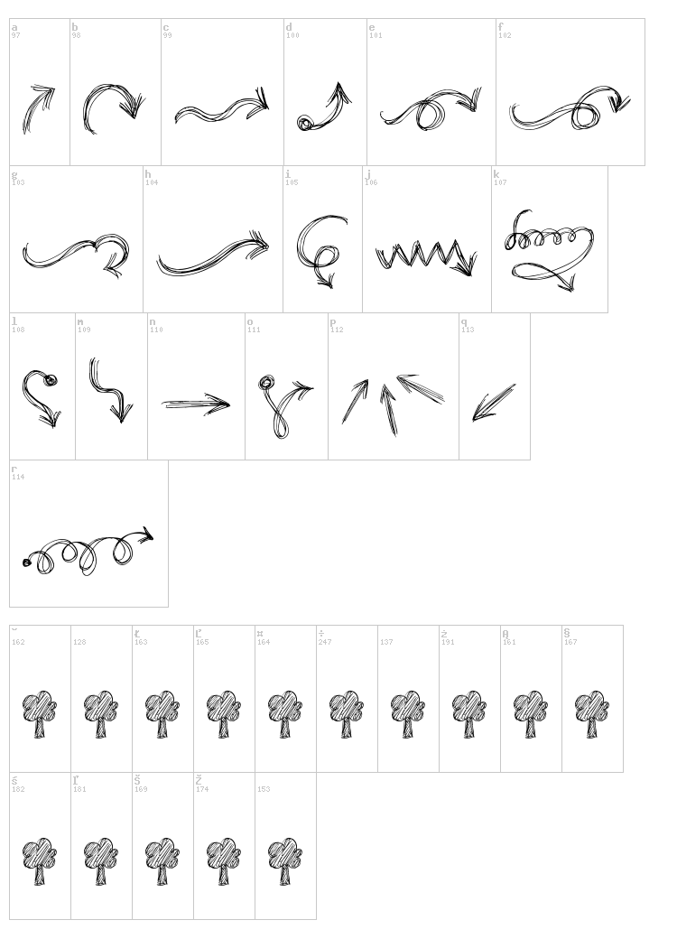 Go around the books - Arrows font map